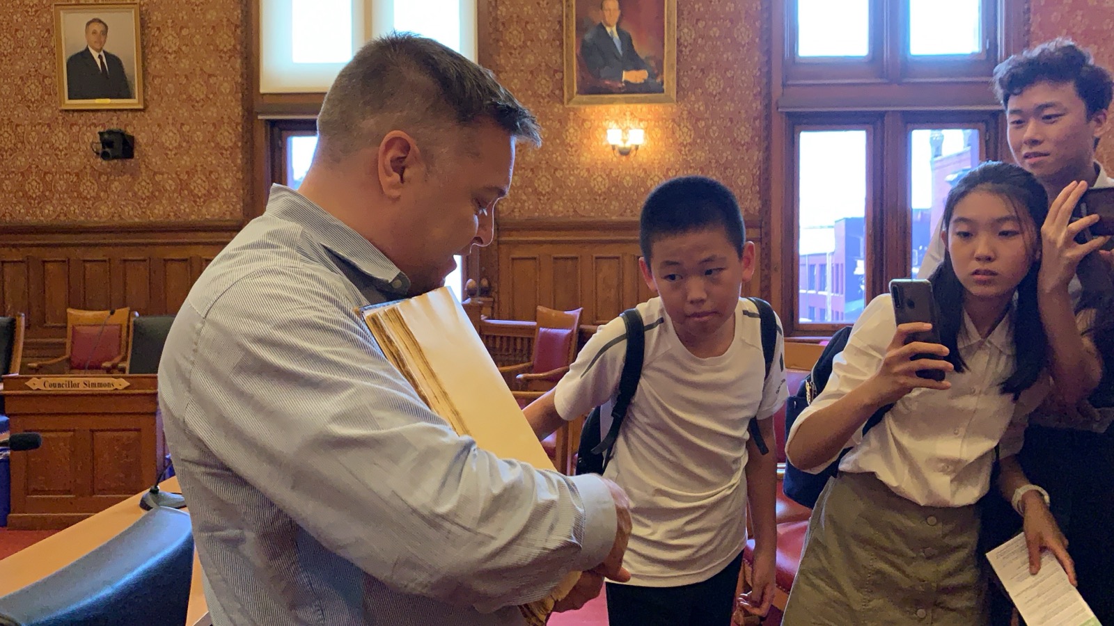 Students at Cambridge City Hall
