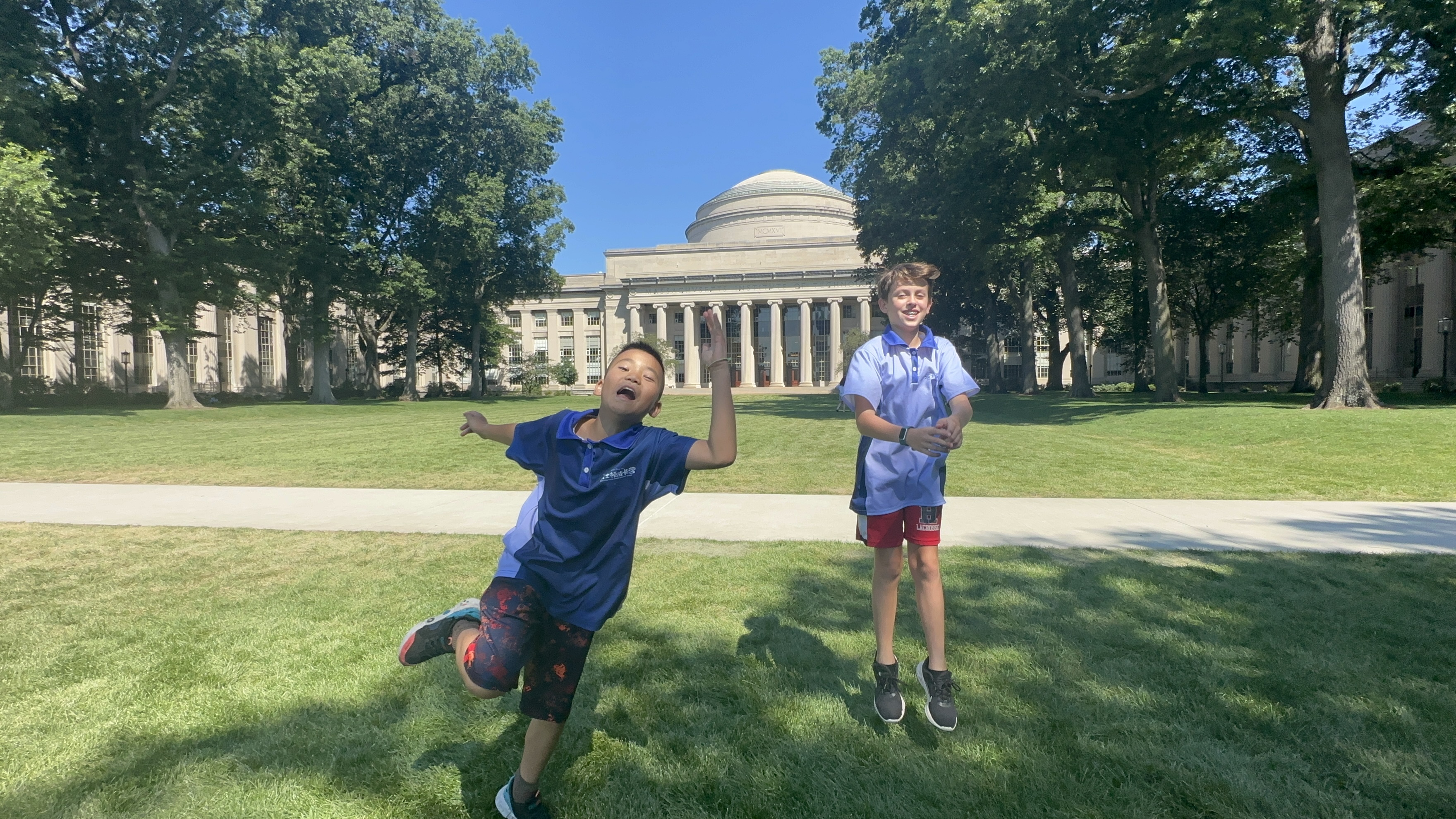 Two students at the MIT dome