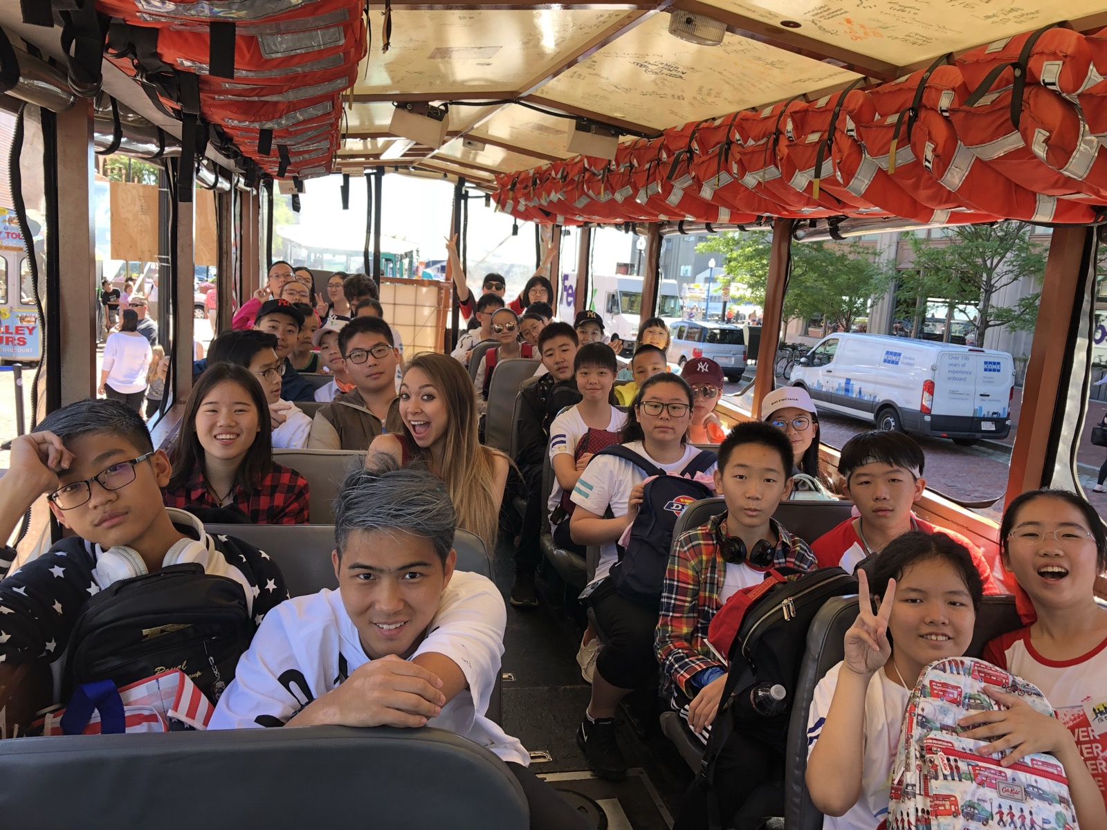 Students on trolley